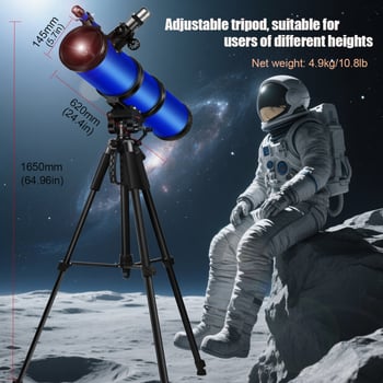 Newton-típusú reflektor teleszkóp 114 mm-es nagy átmérővel — teleszkóp kiegészítők és telefontartó