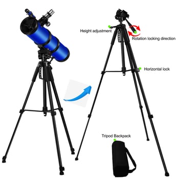 Newton-típusú reflektor teleszkóp 114 mm-es nagy átmérővel — teleszkóp kiegészítők és telefontartó