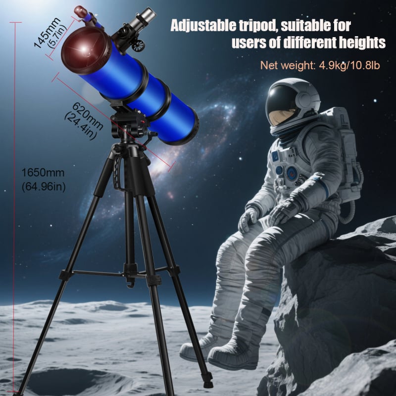 Newton-típusú reflektor teleszkóp 114 mm-es nagy átmérővel — teleszkóp kiegészítők és telefontartó