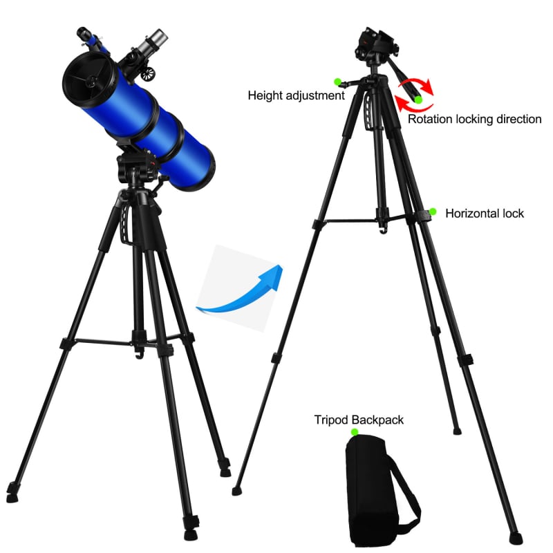 Newton-típusú reflektor teleszkóp 114 mm-es nagy átmérővel — teleszkóp kiegészítők és telefontartó