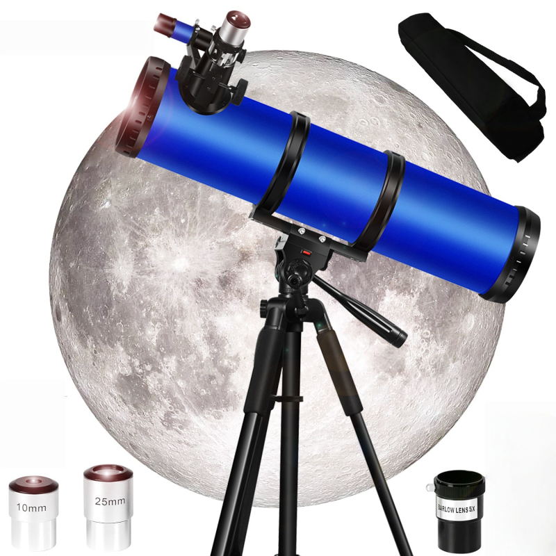 Newton-típusú reflektor teleszkóp 114 mm-es nagy átmérővel — teleszkóp kiegészítők és telefontartó