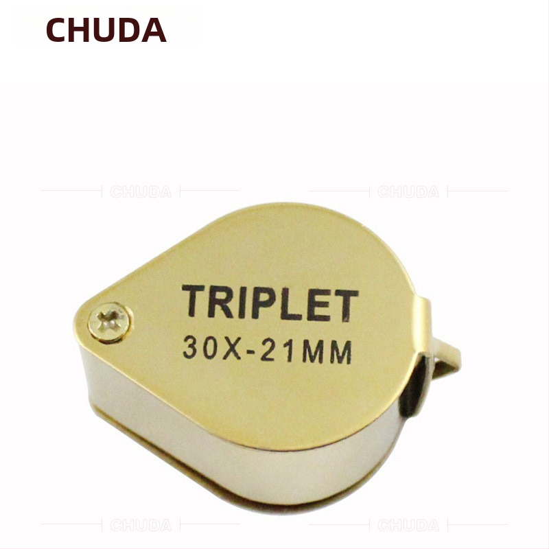 Chuda 30x zlatá skladacia ručná lupa a zrkadlo na šperky