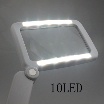 Chuda Ορθογώνιος μεγεθυντικός φακός LED, 10 LED, μεγέθυνση 4x, 3 επίπεδα φωτεινότητας, φορητός για ανάγνωση