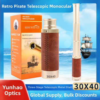30x40-os monocular, antik kalóz stílusú teleszkóp, hordozható kültéri madármegfigyeléshez