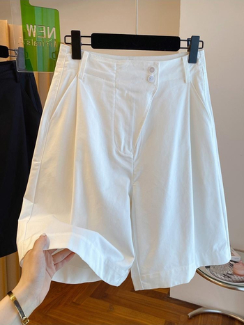 Γυναικεία μαύρα cargo σορτς, Plus Size, καλοκαιρινά ελαφριά, χαλαρή εφαρμογή, υψηλή μέση, ίσια γραμμή με φαρδιά πόδια, μεσαίου μήκους