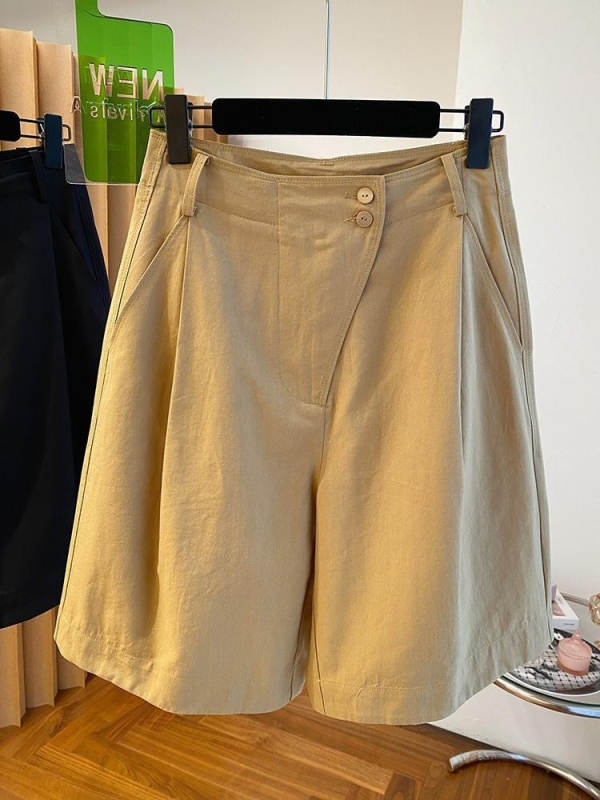 Γυναικεία μαύρα cargo σορτς, Plus Size, καλοκαιρινά ελαφριά, χαλαρή εφαρμογή, υψηλή μέση, ίσια γραμμή με φαρδιά πόδια, μεσαίου μήκους