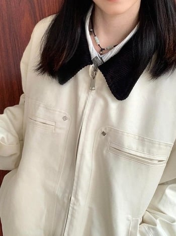 Νέο αμερικανικό street-style ρετρό bomber μπουφάν με γιακά, για άνοιξη-φθινοπωρινή περίοδο, χαλαρή γραμμή, ευέλικτο για ζευγάρια, αθλητικό στυλ