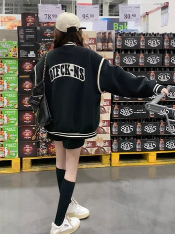 Μαύρο φούτερ με πάνελ χρωμάτων, oversized γραμμή, casual αστικός στυλ, με κολάρο σταθερό, μακριά μανίκια, βαμβάκι-ελαστάν