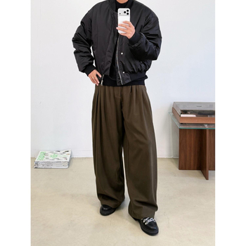 Jarné-letné vintage Old Money štýl, drapované voľné široké nohavice, unisex, rovný strih