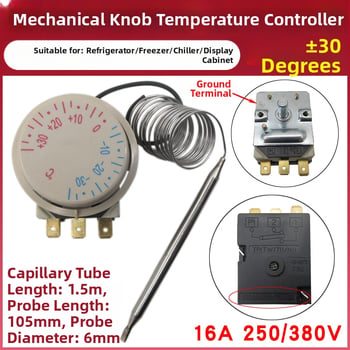 Mechanický spínač riadenia teploty pre chladničku a mrazničku, univerzálny gombový termostat ±30°C