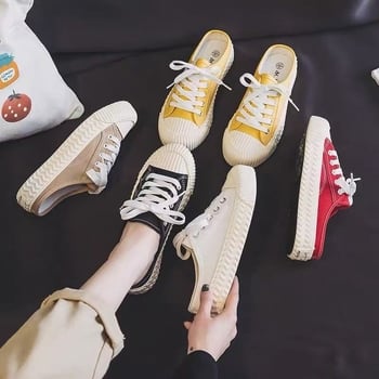 Γυναικεία παπούτσια καμβά slip-on για την άνοιξη, αντιολισθητικά, με επίπεδη σόλα, χαμηλού ύψους, αναπνευστικά, κορεατικό στυλ
