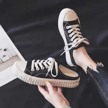 Γυναικεία παπούτσια καμβά slip-on για την άνοιξη, αντιολισθητικά, με επίπεδη σόλα, χαμηλού ύψους, αναπνευστικά, κορεατικό στυλ