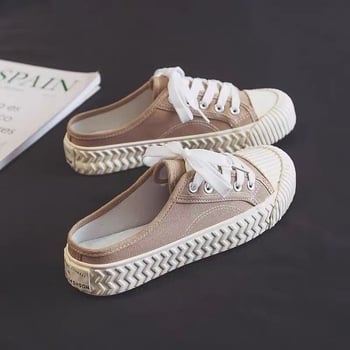 Γυναικεία παπούτσια καμβά slip-on για την άνοιξη, αντιολισθητικά, με επίπεδη σόλα, χαμηλού ύψους, αναπνευστικά, κορεατικό στυλ