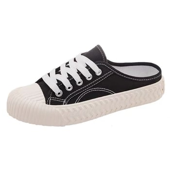 Γυναικεία παπούτσια καμβά slip-on για την άνοιξη, αντιολισθητικά, με επίπεδη σόλα, χαμηλού ύψους, αναπνευστικά, κορεατικό στυλ
