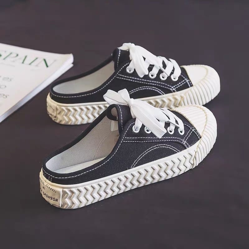 Γυναικεία παπούτσια καμβά slip-on για την άνοιξη, αντιολισθητικά, με επίπεδη σόλα, χαμηλού ύψους, αναπνευστικά, κορεατικό στυλ