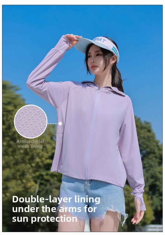 Unisex bunda s ochranou proti slnku z Ice Silk materiálu, rýchlo suchá, odvádza pot, dlhé rukávy