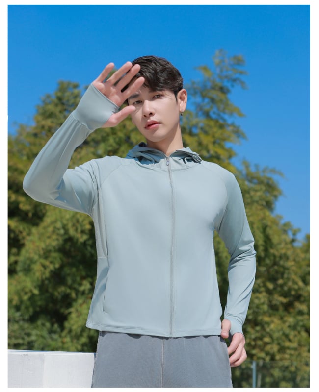 Unisex bunda s ochranou proti slnku z Ice Silk materiálu, rýchlo suchá, odvádza pot, dlhé rukávy