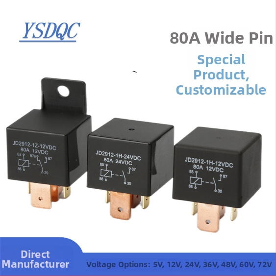 80A relé automobilu JD2912 s cievkou 5V–96V pre automobily a elektrické vozidlá