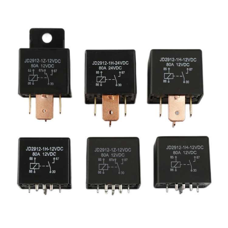 80A relé automobilu JD2912 s cievkou 5V–96V pre automobily a elektrické vozidlá