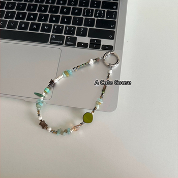 Lanț pentru telefon în stil chinezesc, cu mărgele și pandant CCD pentru cameră, mărgele cehe, design de nișă, stil Instagram