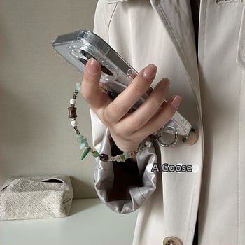 Lanț pentru telefon în stil chinezesc, cu mărgele și pandant CCD pentru cameră, mărgele cehe, design de nișă, stil Instagram