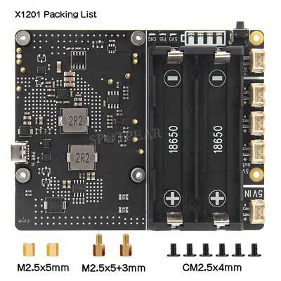 X1201 Πλακέτα Διαχείρισης Τροφοδοσίας UPS για Raspberry Pi 5, Επεκτάσιμη Πλακέτα με Μπαταρία 18650