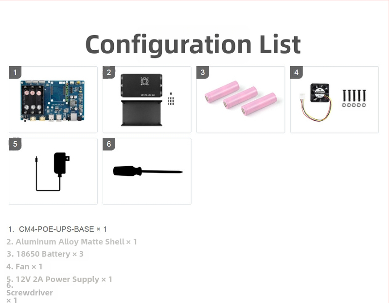 Raspberry Pi CM4 PoE UPS rozšírená doska – hostiteľský balík, dvojkanálny HDTV, Gigabit Ethernet, štyri USB 2.0 porty