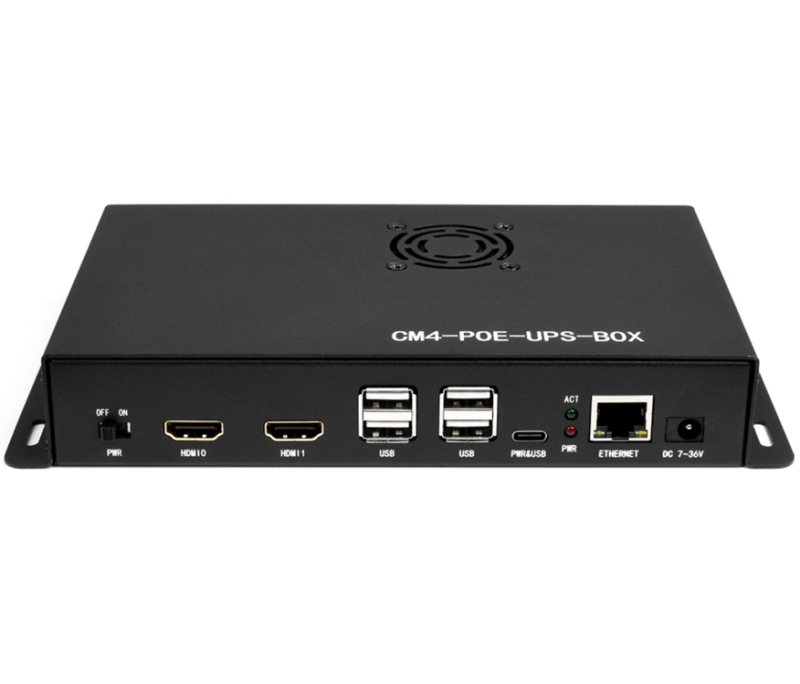 Raspberry Pi CM4 PoE UPS bővítőpanel – host készlet, kétcsatornás HDTV, Gigabites Ethernet, négy USB 2.0 port