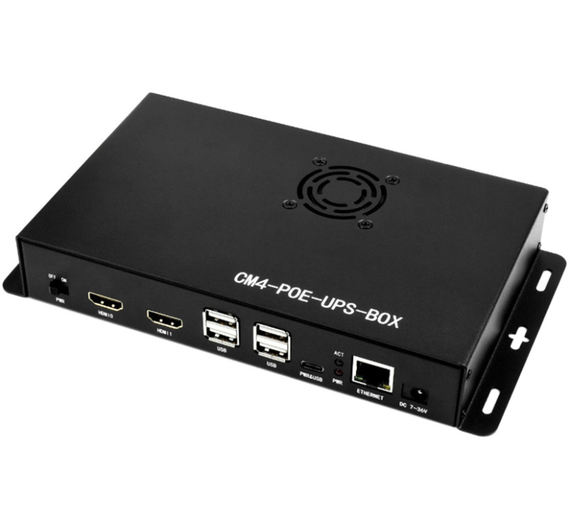 Raspberry Pi CM4 PoE UPS bővítőpanel – host készlet, kétcsatornás HDTV, Gigabites Ethernet, négy USB 2.0 port