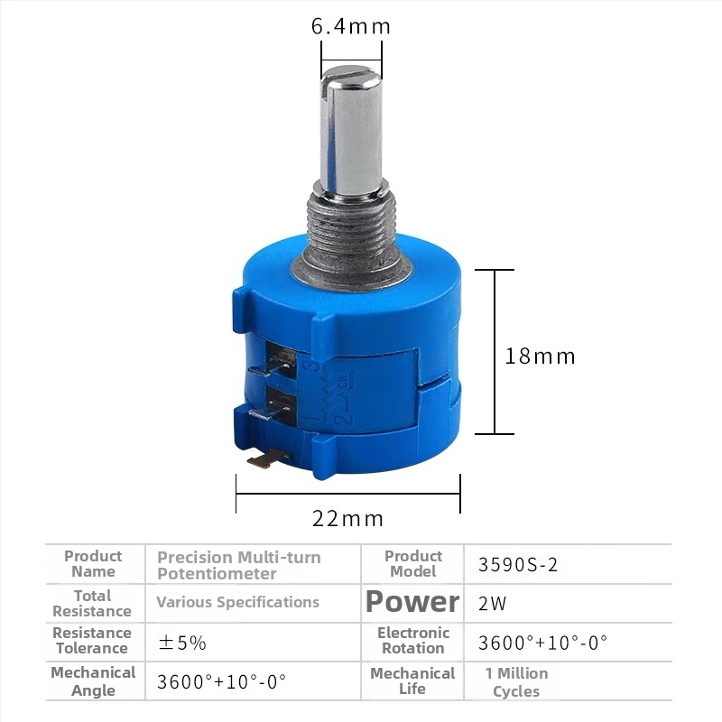 3590S-2-104L 100K 2W precízny viacotáčový potenciometer, Bourns