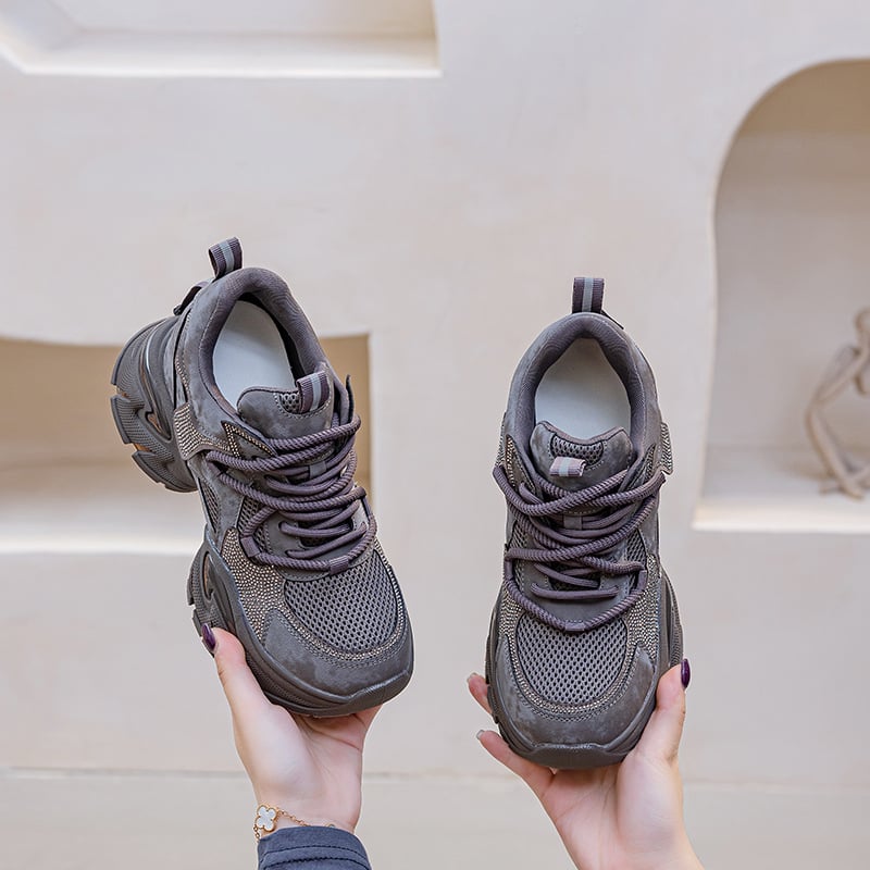 Pantofi pentru femei tip dad shoes, înălțare de 9 cm, pantofi sport casual cu cristale, toamnă iarnă 2026