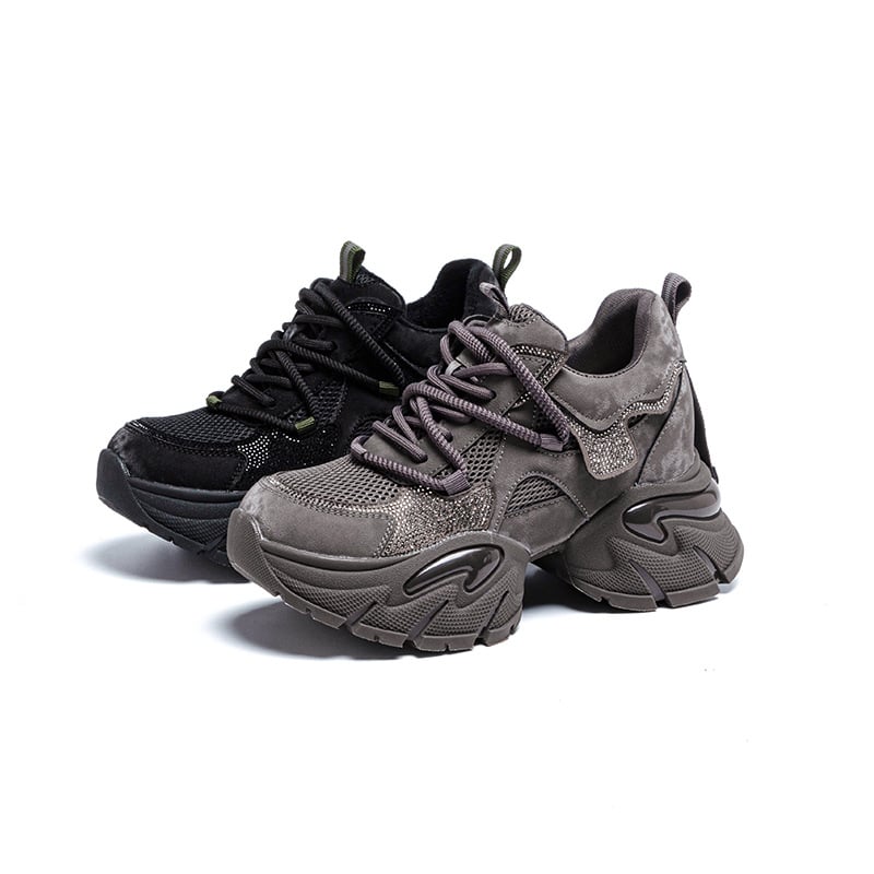 Pantofi pentru femei tip dad shoes, înălțare de 9 cm, pantofi sport casual cu cristale, toamnă iarnă 2026