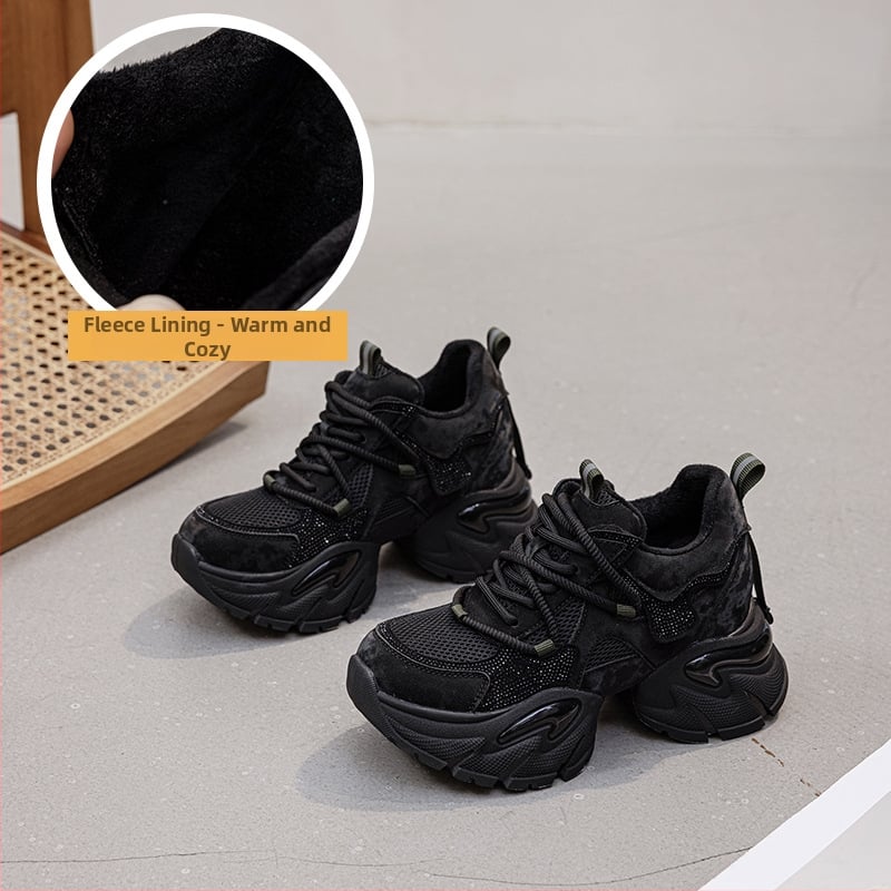 Pantofi pentru femei tip dad shoes, înălțare de 9 cm, pantofi sport casual cu cristale, toamnă iarnă 2026
