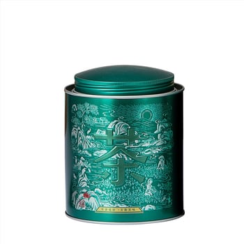 Fém teás dobozok, kör alakú, domborított mintázattal, 125/250 ml kapacitás, zöld és fekete tea számára, üres doboz