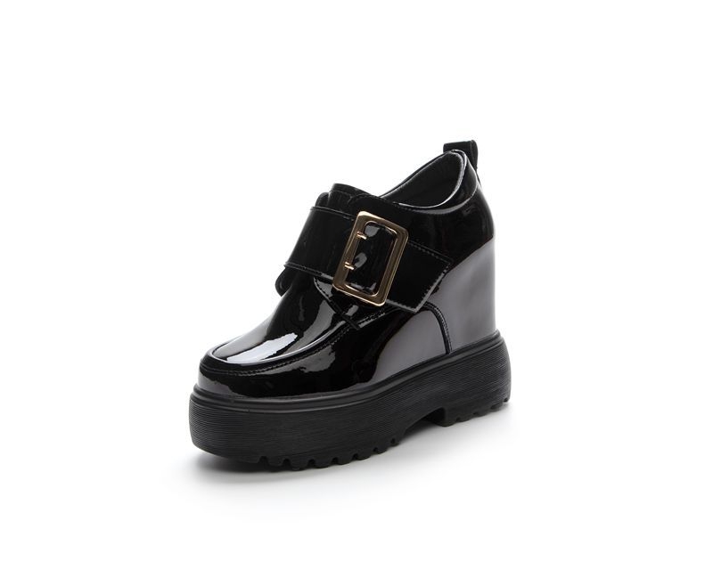 Adidași albi din piele naturală, lucioși – 2025 primăvară-toamnă, platformă casual în stil coreean, cu înălțime ascunsă