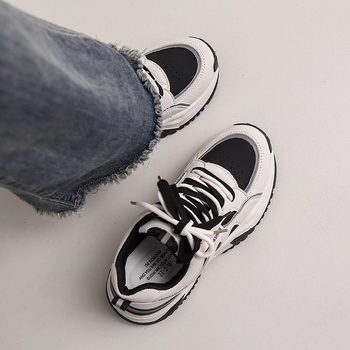 Pantofi sport dama cu talpă groasă în stil dad shoes, iarnă 2025, căptuțiți cu fleece, calzi, casual