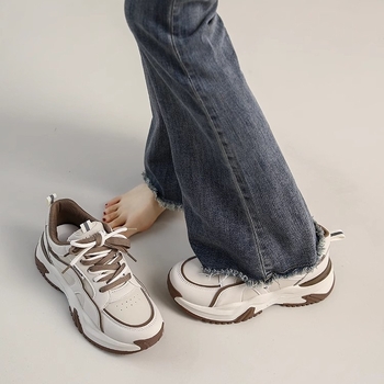 Pantofi sport dama cu talpă groasă în stil dad shoes, iarnă 2025, căptuțiți cu fleece, calzi, casual
