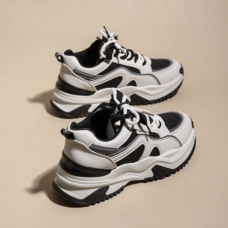 Pantofi sport dama cu talpă groasă în stil dad shoes, iarnă 2025, căptuțiți cu fleece, calzi, casual