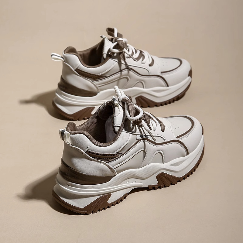 Pantofi sport dama cu talpă groasă în stil dad shoes, iarnă 2025, căptuțiți cu fleece, calzi, casual