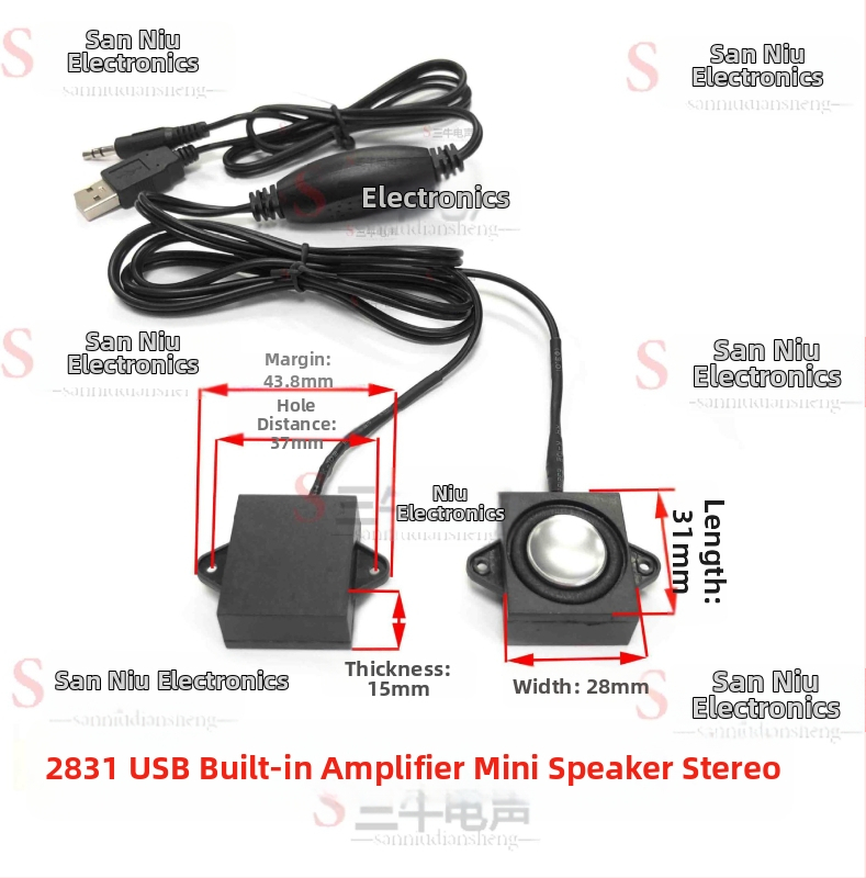 2831USB Kompaktný reproduktor s integrovaným zosilňovačom pre PC a mobilný telefón, externý stereo reproduktor