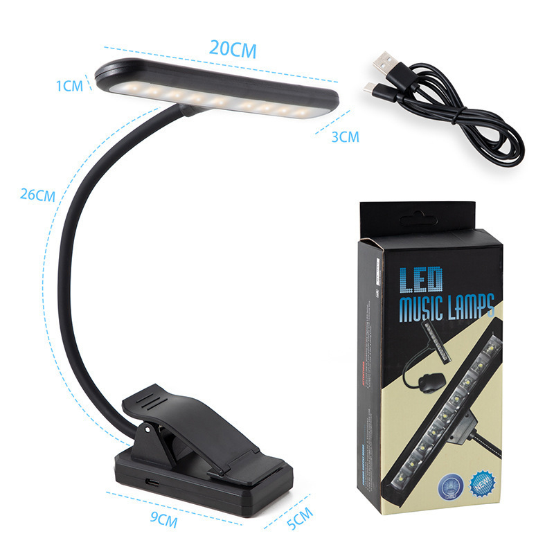 LED λάμπα για μουσικό στήριγμα νοτών με USB clip, επαναφορτιζόμενη, προστασία ματιών, για πιάνο, κιθάρα και Ερχου