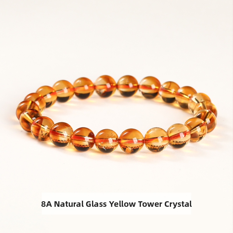Jingde Jewelry 7A Prírodný žltý citrín – geometrický náramok z korálok, unisex, ručne vyrobený kryštálový šperk