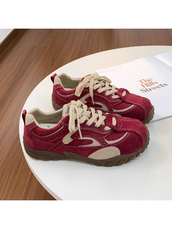 Pantofi de antrenament pentru femei, cu talpă roșie și groasă, stil coreean, sneakers casual, 2025 model nou