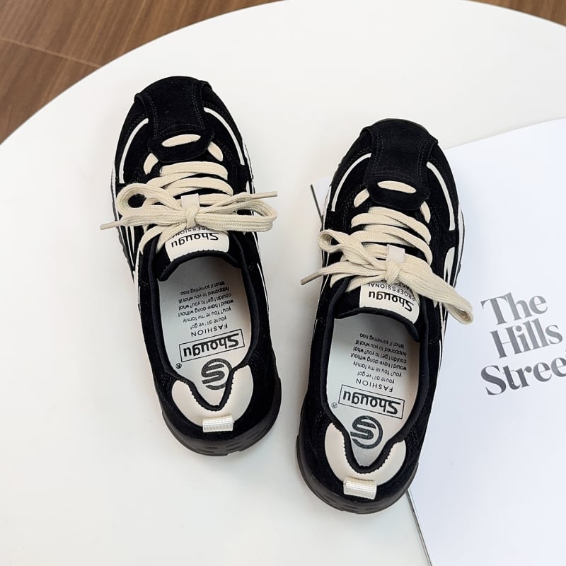 Pantofi de antrenament pentru femei, cu talpă roșie și groasă, stil coreean, sneakers casual, 2025 model nou