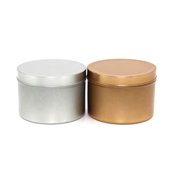 8 oz-os ónlemez illatgyertya tartály, kerek fém dobozban, szilárd balzsam, zárt, nedvességálló