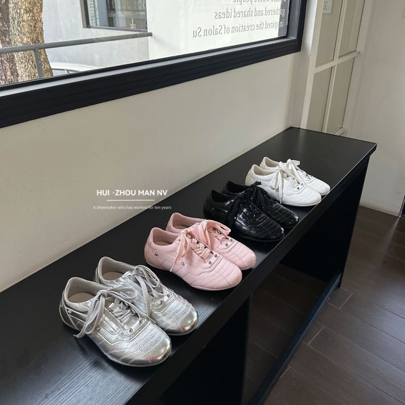 Pantofi sport femei retro cu țepi, șireturi, stil balet, talpă care mărește înălțimea, vârf rotund, pantofi casual