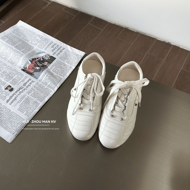 Pantofi sport femei retro cu țepi, șireturi, stil balet, talpă care mărește înălțimea, vârf rotund, pantofi casual