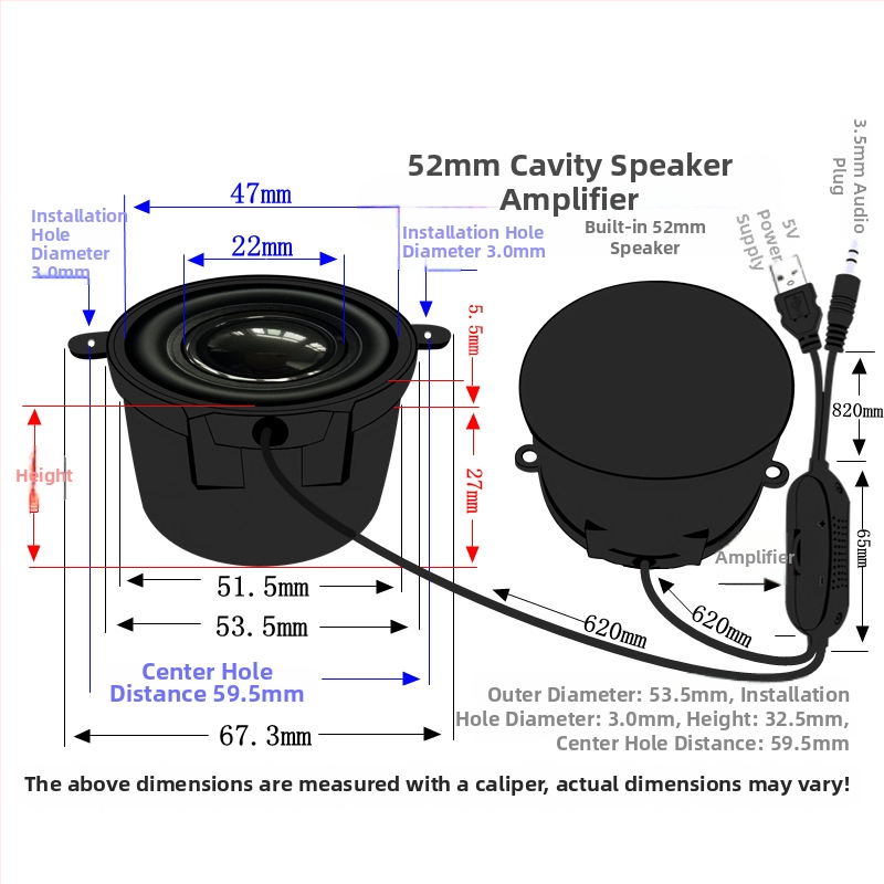 Jinggeyuan 52 malý zosilňovač reproduktora USB 5V napájanie digitálny inteligentný hlas 4 ohmy 3W počítačový reproduktor
