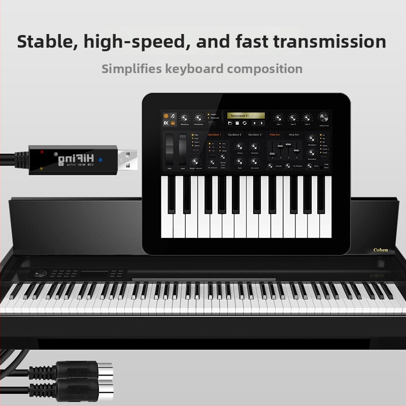 USB-MIDI kábel s piatimi pinmi pre iPad elektronické piano a hudobnú aranžáciu