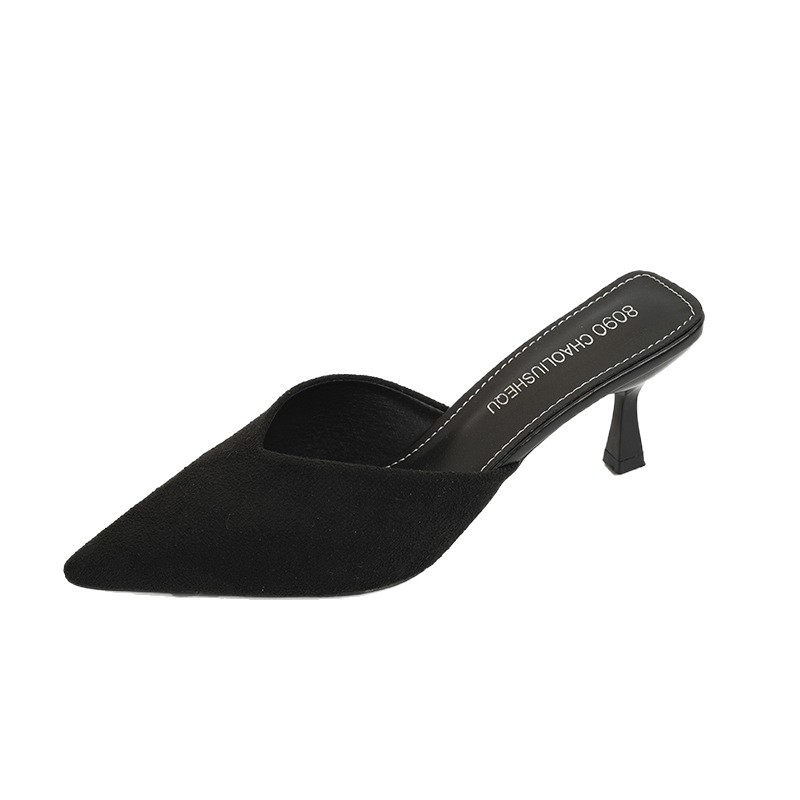 Mule de damă cu deget închis, design minimalist versatil, vârf ascuțit, toc înalt subțire de 6–8 cm, stil zână, potrivite cu rochii, primăvară-toamnă 2026
